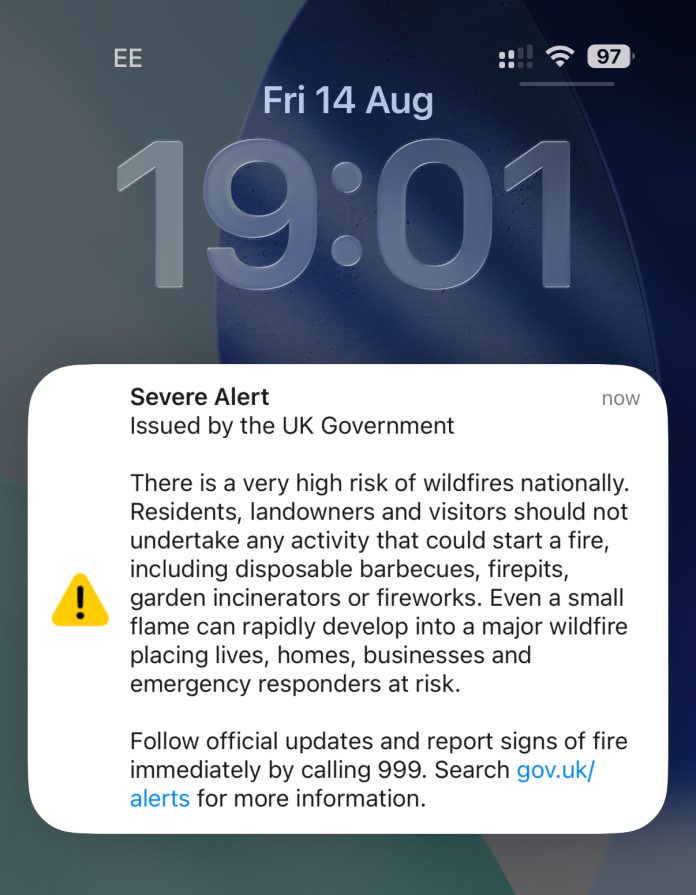 England and Wales Receive Emergency Alert Over Wildfire Risk England and Wales Receive Emergency Alert Over Wildfire Risk